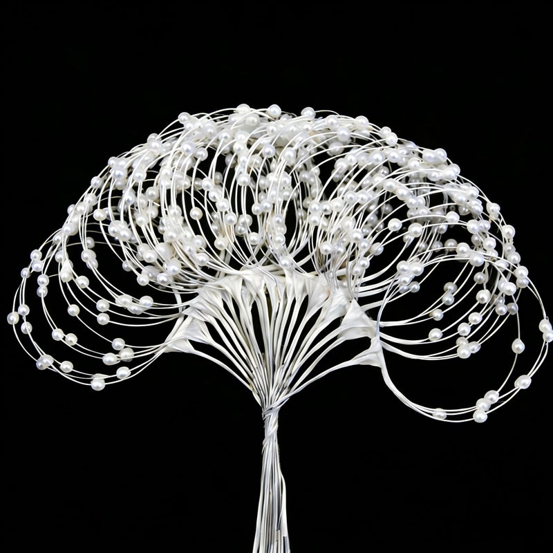 JUXINGDAZYF Wedding Bouquet Pearl Spray Beads Pearl String White Beads Wreath Flower DIY Brooch Material Bridal Jewelry (White) - Image 1